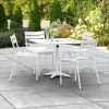 Lancaster Table & Seating 36" X 36" White Powder-Coated Aluminum Dining Height Outdoor Table With Umbrella Hole And 4 Side Chairs