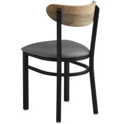 LT&S Boomerang Series Lancaster Table & Seating Boomerang Black Finish Chair With 2 1/2" Dark Gray Vinyl Padded Seat And Driftwood Back -Zown Shop 2292685