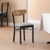 LT&S Boomerang Series Lancaster Table & Seating Boomerang Black Finish Chair With 2 1/2" Light Gray Vinyl Padded Seat And Driftwood Back