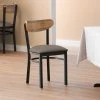 LT&S Boomerang Series Lancaster Table & Seating Boomerang Black Finish Chair With 2 1/2" Taupe Vinyl Padded Seat And Driftwood Back