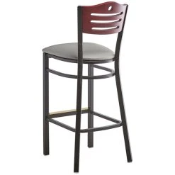 Lancaster Table & Seating Mahogany Finish Bar Height Bistro Chair With 2" Light Gray Padded Seat -Zown Shop 2292942