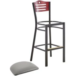 Lancaster Table & Seating Mahogany Finish Bar Height Bistro Chair With 2" Light Gray Padded Seat -Zown Shop 2292943