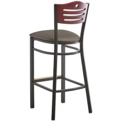Lancaster Table & Seating Mahogany Finish Bar Height Bistro Chair With 2" Taupe Padded Seat -Zown Shop 2292952