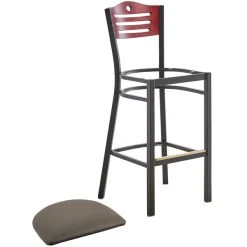 Lancaster Table & Seating Mahogany Finish Bar Height Bistro Chair With 2" Taupe Padded Seat -Zown Shop 2292953