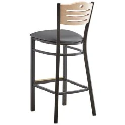 Lancaster Table & Seating Natural Finish Bar Height Bistro Chair With 2" Dark Gray Padded Seat -Zown Shop 2292967