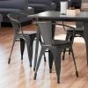 LT&S Alloy Series Lancaster Table & Seating Alloy Series Black Metal Indoor Industrial Cafe Arm Chair With Black Wooden Seat