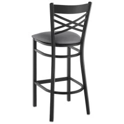 Lancaster Table & Seating Black Finish Cross Back Bar Stool With 2 1/2" Dark Gray Vinyl Padded Seat 6 Lancaster Table & Seating Black Finish Cross Back Bar Stool With 2 1/2" Dark Gray Vinyl Padded Seat -Zown Shop 2293828