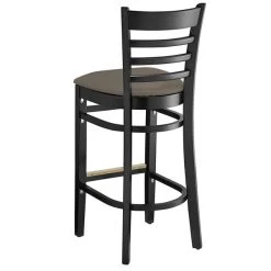 Lancaster Table & Seating Black Finish Wooden Ladder Back Bar Height Chair With Taupe Padded Seat 6 Lancaster Table & Seating Black Finish Wooden Ladder Back Bar Height Chair With Taupe Padded Seat -Zown Shop 2293975