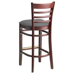 Lancaster Table & Seating Mahogany Finish Wooden Ladder Back Bar Height Chair With Dark Gray Padded Seat 6 Lancaster Table & Seating Mahogany Finish Wooden Ladder Back Bar Height Chair With Dark Gray Padded Seat -Zown Shop 2293995