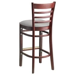 Lancaster Table & Seating Mahogany Finish Wooden Ladder Back Bar Height Chair With Light Gray Padded Seat 6 Lancaster Table & Seating Mahogany Finish Wooden Ladder Back Bar Height Chair With Light Gray Padded Seat -Zown Shop 2293999