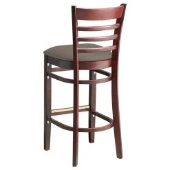 Lancaster Table & Seating Mahogany Finish Wooden Ladder Back Bar Height Chair With Taupe Padded Seat -Zown Shop 2294013
