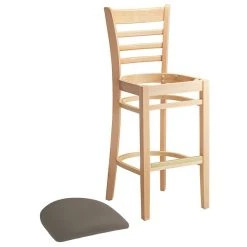 Lancaster Table & Seating Natural Finish Wooden Ladder Back Bar Height Chair With Taupe Padded Seat -Zown Shop 2294052