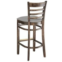 Lancaster Table & Seating Vintage Finish Wooden Ladder Back Bar Height Chair With Light Gray Padded Seat 6 Lancaster Table & Seating Vintage Finish Wooden Ladder Back Bar Height Chair With Light Gray Padded Seat -Zown Shop 2294066