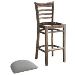 Lancaster Table & Seating Vintage Finish Wooden Ladder Back Bar Height Chair With Light Gray Padded Seat 7 Lancaster Table & Seating Vintage Finish Wooden Ladder Back Bar Height Chair With Light Gray Padded Seat -Zown Shop 2294067