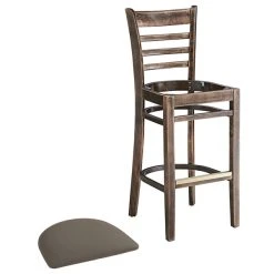 Lancaster Table & Seating Vintage Finish Wooden Ladder Back Bar Height Chair With Taupe Padded Seat -Zown Shop 2294084
