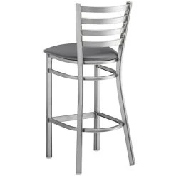 Lancaster Table & Seating Clear Coat Finish Ladder Back Bar Stool With 2 1/2" Dark Gray Vinyl Padded Seat 6 Lancaster Table & Seating Clear Coat Finish Ladder Back Bar Stool With 2 1/2" Dark Gray Vinyl Padded Seat -Zown Shop 2294530