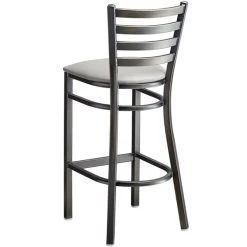 Lancaster Table & Seating Distressed Copper Finish Ladder Back Bar Stool With 2 1/2" Light Gray Vinyl Padded Seat -Zown Shop 2294553