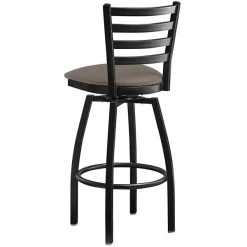 Lancaster Table & Seating Black Finish Ladder Back Swivel Bar Stool With 2 1/2" Taupe Vinyl Padded Seat 5 Lancaster Table & Seating Black Finish Ladder Back Swivel Bar Stool With 2 1/2" Taupe Vinyl Padded Seat -Zown Shop 2294632