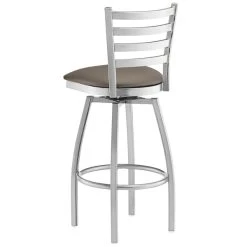 Lancaster Table & Seating Clear Coat Finish Ladder Back Swivel Bar Stool With 2 1/2" Taupe Vinyl Padded Seat 5 Lancaster Table & Seating Clear Coat Finish Ladder Back Swivel Bar Stool With 2 1/2" Taupe Vinyl Padded Seat -Zown Shop 2294640