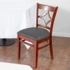 Lancaster Table & Seating Mahogany Finish Wooden Diamond Back Chair With Dark Gray Padded Seat