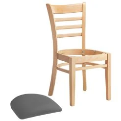 Lancaster Table & Seating Natural Finish Wooden Ladder Back Chair With Dark Gray Padded Seat -Zown Shop 2294972