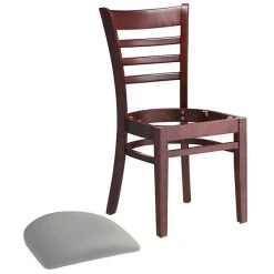 Lancaster Table & Seating Mahogany Finish Wooden Ladder Back Chair With Light Gray Padded Seat 7 Lancaster Table & Seating Mahogany Finish Wooden Ladder Back Chair With Light Gray Padded Seat -Zown Shop 2295000