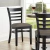 Lancaster Table & Seating Black Finish Wooden Ladder Back Chair With Taupe Padded Seat