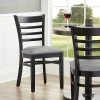 Lancaster Table & Seating Black Finish Wooden Ladder Back Chair With Light Gray Padded Seat