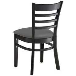 Lancaster Table & Seating Black Finish Wooden Ladder Back Chair With Dark Gray Padded Seat -Zown Shop 2295041