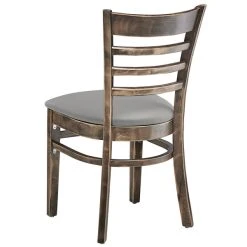 Lancaster Table & Seating Vintage Finish Wooden Ladder Back Chair With Light Gray Padded Seat 6 Lancaster Table & Seating Vintage Finish Wooden Ladder Back Chair With Light Gray Padded Seat -Zown Shop 2295142