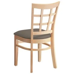 Lancaster Table & Seating Natural Finish Wooden Window Back Chair With Taupe Padded Seat -Zown Shop 2295200