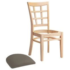 Lancaster Table & Seating Natural Finish Wooden Window Back Chair With Taupe Padded Seat -Zown Shop 2295201