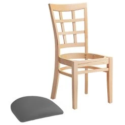 Lancaster Table & Seating Natural Finish Wooden Window Back Chair With Dark Gray Padded Seat -Zown Shop 2295212