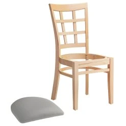 Lancaster Table & Seating Natural Finish Wooden Window Back Chair With Light Gray Padded Seat -Zown Shop 2295216