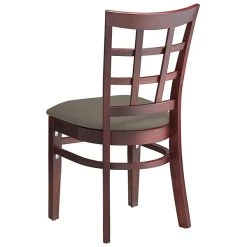 Lancaster Table & Seating Mahogany Finish Wooden Window Back Chair With Taupe Padded Seat -Zown Shop 2295225
