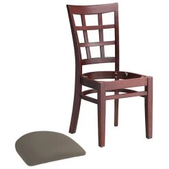 Lancaster Table & Seating Mahogany Finish Wooden Window Back Chair With Taupe Padded Seat -Zown Shop 2295226