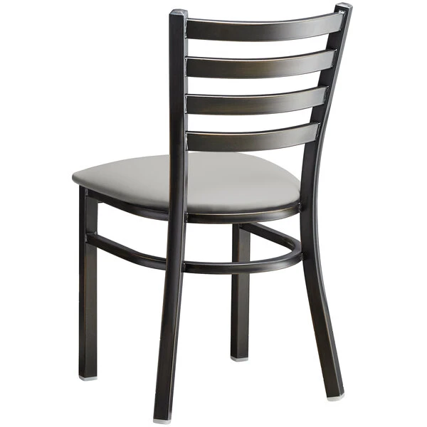 Lancaster Table & Seating Distressed Copper Finish Ladder Back Chair With 2 1/2" Light Gray Vinyl Padded Seat 3 Lancaster Table & Seating Distressed Copper Finish Ladder Back Chair With 2 1/2" Light Gray Vinyl Padded Seat - Image 3