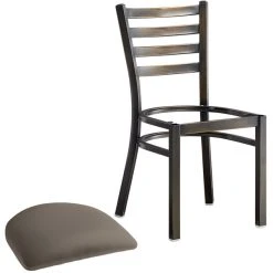 Lancaster Table & Seating Distressed Copper Finish Ladder Back Chair With 2 1/2" Taupe Vinyl Padded Seat 7 Lancaster Table & Seating Distressed Copper Finish Ladder Back Chair With 2 1/2" Taupe Vinyl Padded Seat -Zown Shop 2295473