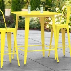 LT&S Alloy Series Lancaster Table & Seating Alloy Series 32" X 32" Yellow Outdoor Bar Height Table