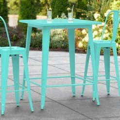 LT&S Alloy Series Lancaster Table & Seating Alloy Series 32" X 32" Seafoam Outdoor Bar Height Table