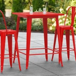 LT&S Alloy Series Lancaster Table & Seating Alloy Series 32" X 32" Red Outdoor Bar Height Table