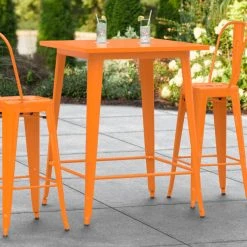 LT&S Alloy Series Lancaster Table & Seating Alloy Series 32" X 32" Orange Outdoor Bar Height Table