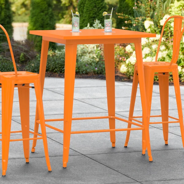 LT&S Alloy Series Lancaster Table & Seating Alloy Series 32" X 32" Orange Outdoor Bar Height Table 1 LT&S Alloy Series Lancaster Table & Seating Alloy Series 32" X 32" Orange Outdoor Bar Height Table