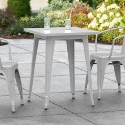LT&S Alloy Series Lancaster Table & Seating Alloy Series 24" X 24" Silver Dining Height Outdoor Table