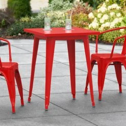 LT&S Alloy Series Lancaster Table & Seating Alloy Series 24" X 24" Red Dining Height Outdoor Table