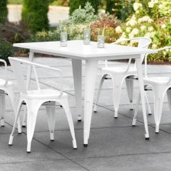 LT&S Alloy Series Lancaster Table & Seating Alloy Series 48" X 30" White Dining Height Outdoor Table