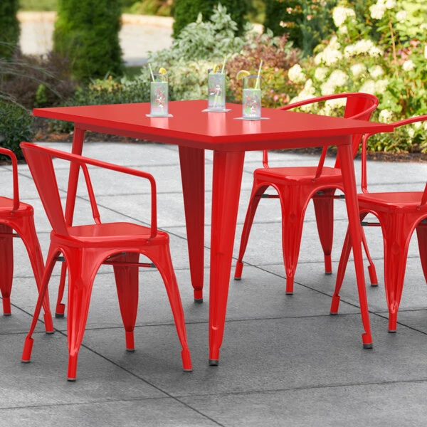 LT&S Alloy Series Lancaster Table & Seating Alloy Series 48" X 30" Red Dining Height Outdoor Table 1 LT&S Alloy Series Lancaster Table & Seating Alloy Series 48" X 30" Red Dining Height Outdoor Table