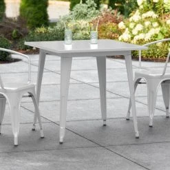 LT&S Alloy Series Lancaster Table & Seating Alloy Series 32" X 32" Silver Dining Height Outdoor Table