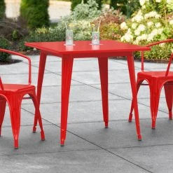 LT&S Alloy Series Lancaster Table & Seating Alloy Series 32" X 32" Red Dining Height Outdoor Table