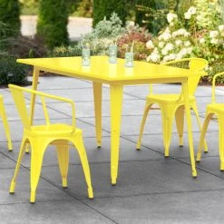 LT&S Alloy Series Lancaster Table & Seating Alloy Series 63" X 32" Yellow Dining Height Outdoor Table
